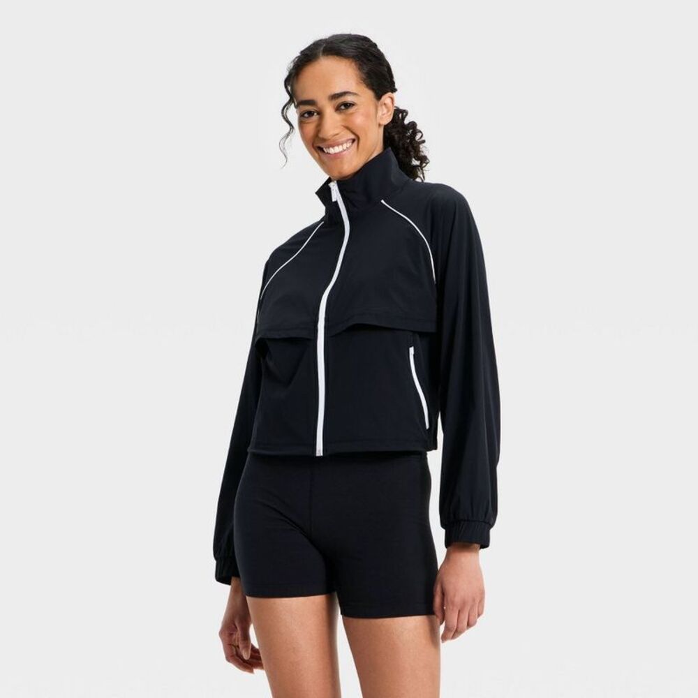 all in motion Black Track Jacket with White Trim